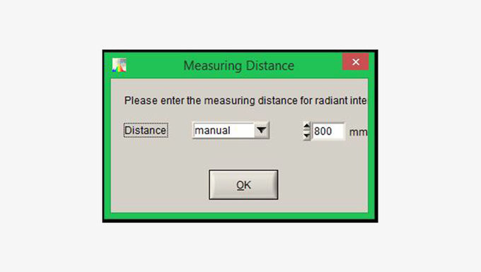 If this calibration file will be used, a window will appear, where the measuring distance must me written in